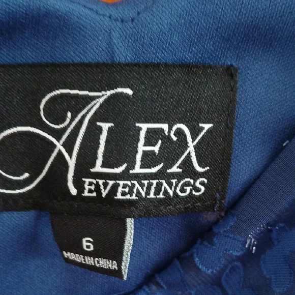 Alex Evenings Blue V-Neck High Low Gown - Picture 2 of 6